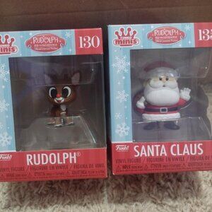 Funko minis Rudolph the red nosed reindeer and Santa figurines set